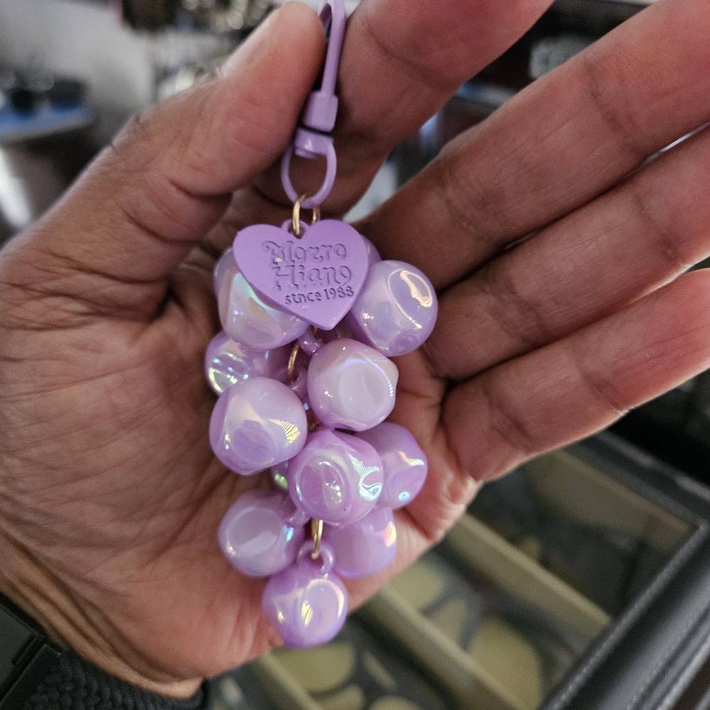 Acrylic Beads Grape and Heart Bag/Keychain - NIP